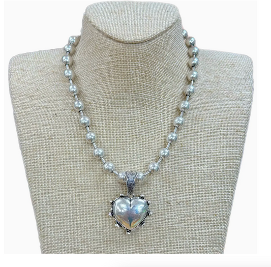 Ball Chain Puff Heart Necklace