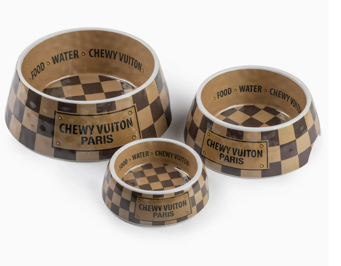 Checker Chewy Vuiton Dog  Bowl - 3 Sizes!!