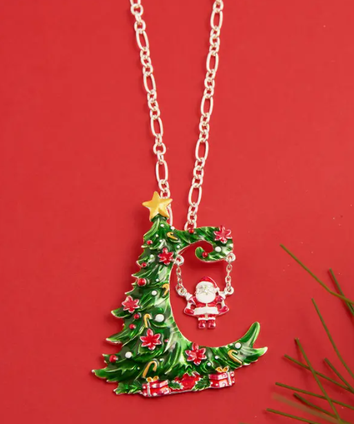 Santa Swing Christmas Tree Necklace