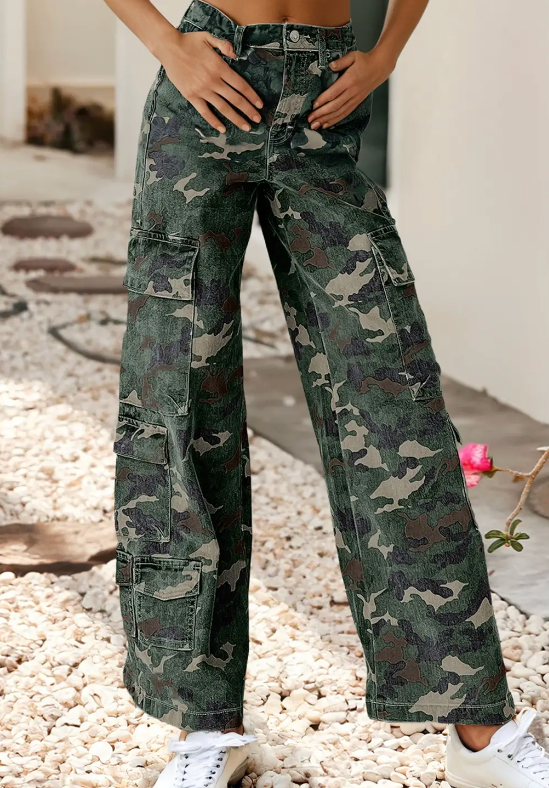 Camo Denim Cargo Pants