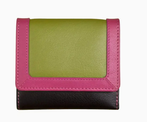 Leather Color Block Tri-Fold Wallet