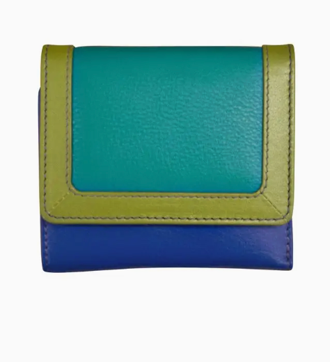 Leather Color Block Tri-Fold Wallet