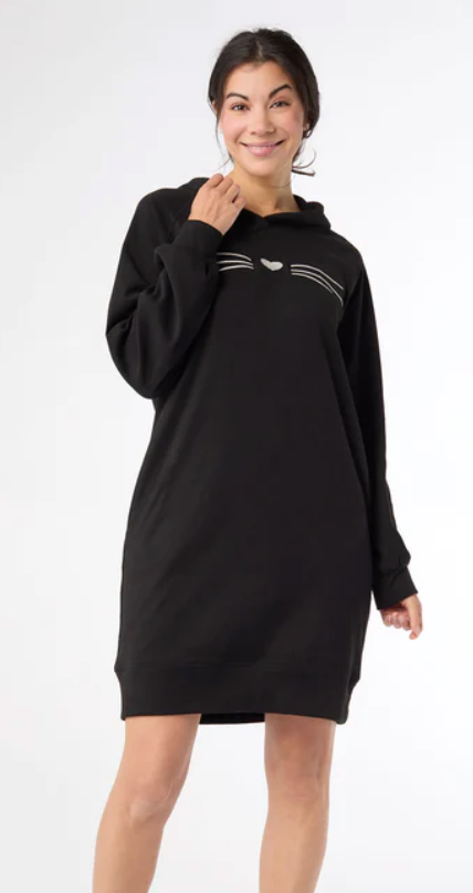 Snug Haven Cat Hoodie Dress