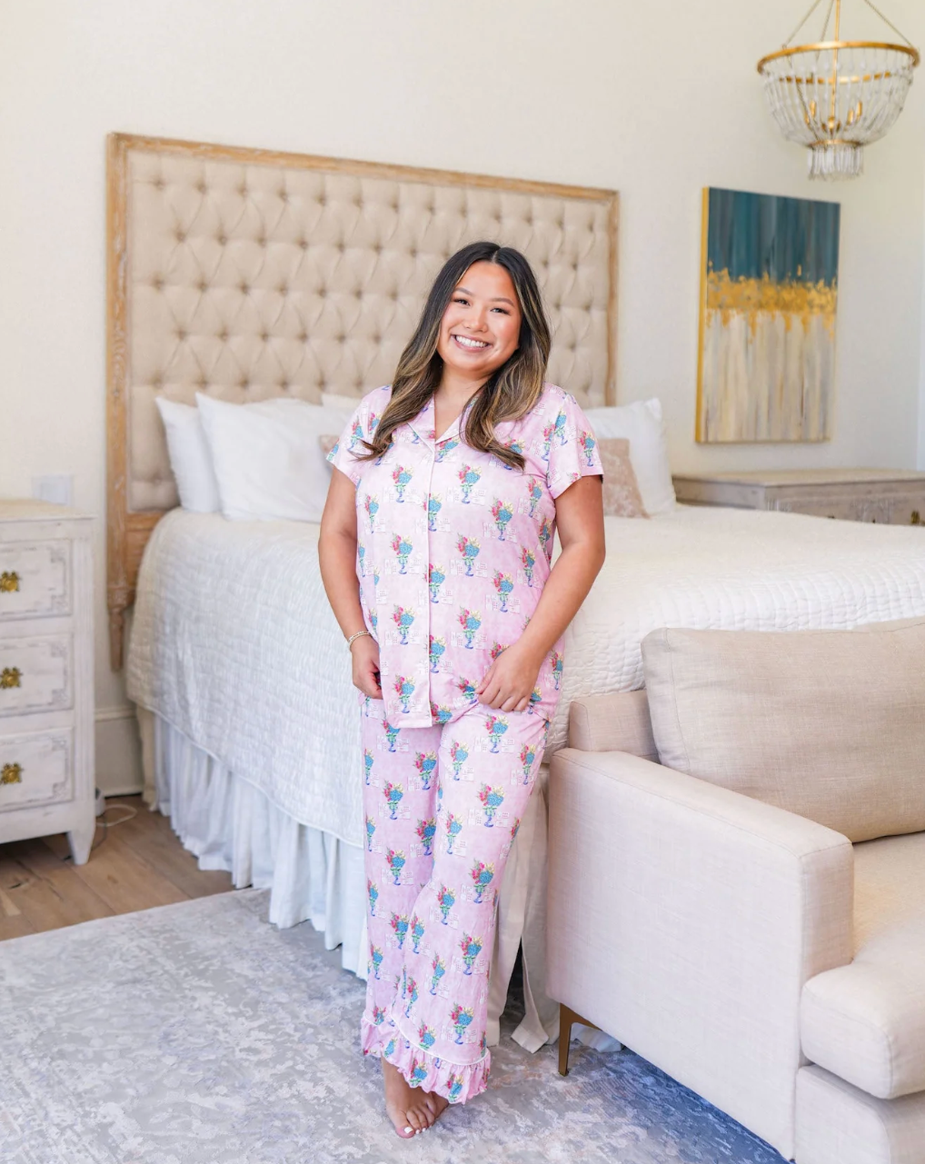 Mahjong Heirloom Pajama Set - Pink