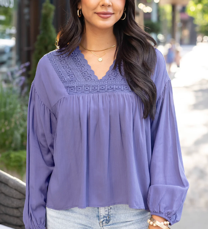 Boho Wisteria Lace Trim Top