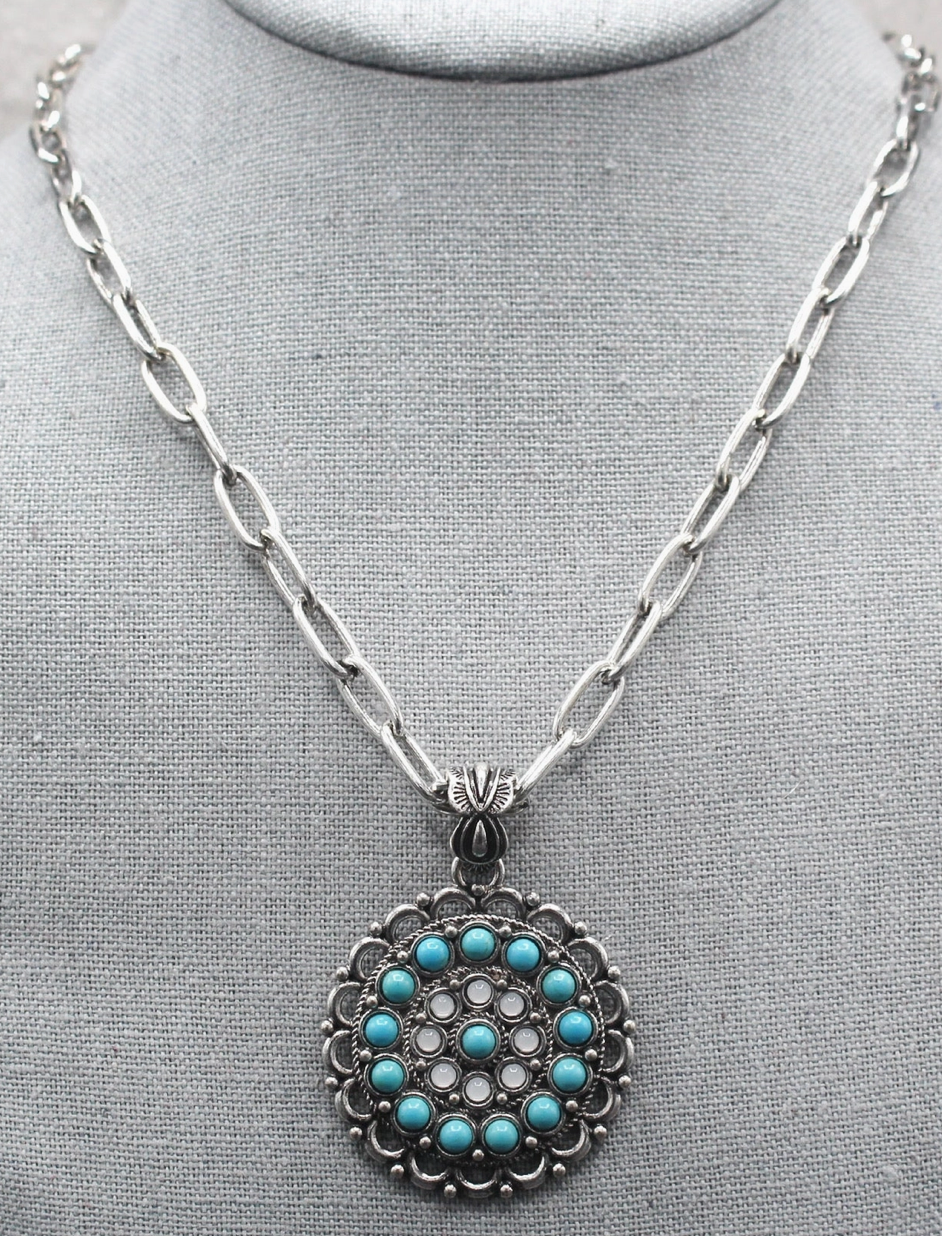 Turq and Opal Concho 18" Necklace