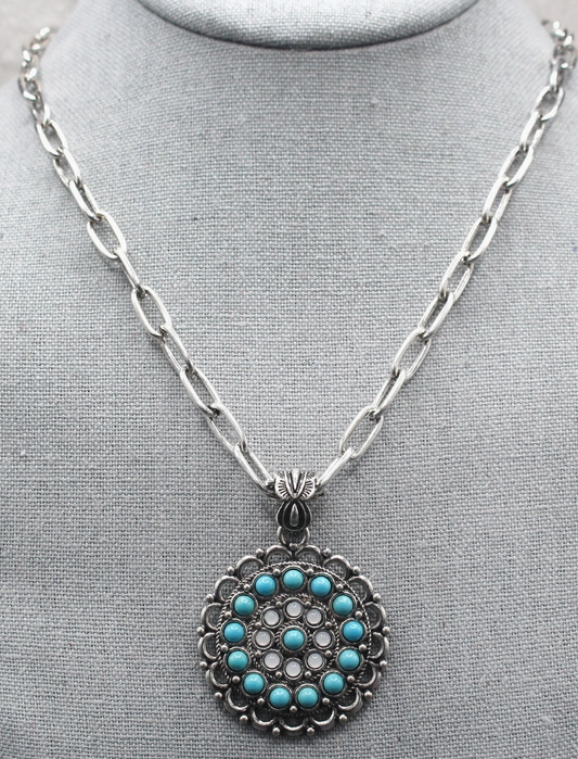 Turq and Opal Concho 18" Necklace