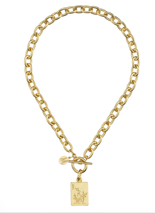 3088G Susan Shaw 16" Gold Toggle Necklace & Mahjong Pendant