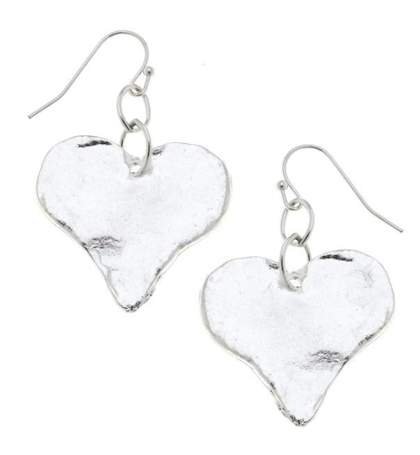 150HS susan shaw silver medium heart earrings
