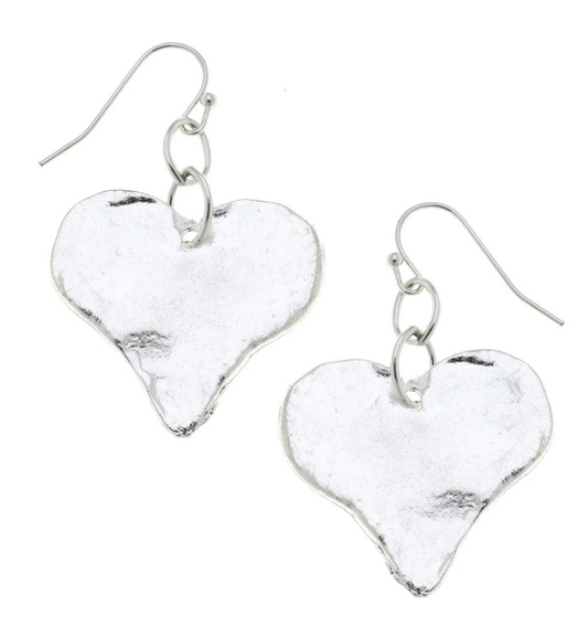 150HS susan shaw silver medium heart earrings