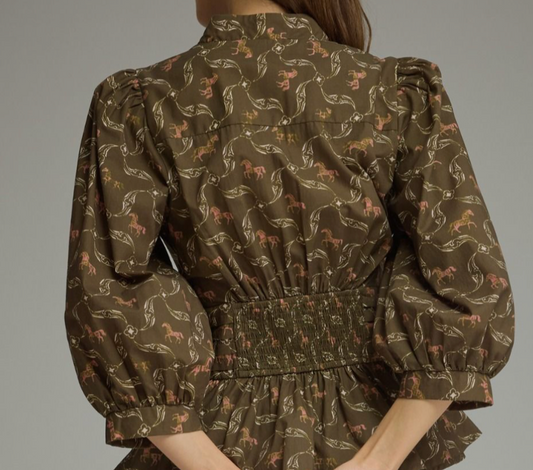 Olive Corene Horse Print Top/Blouse