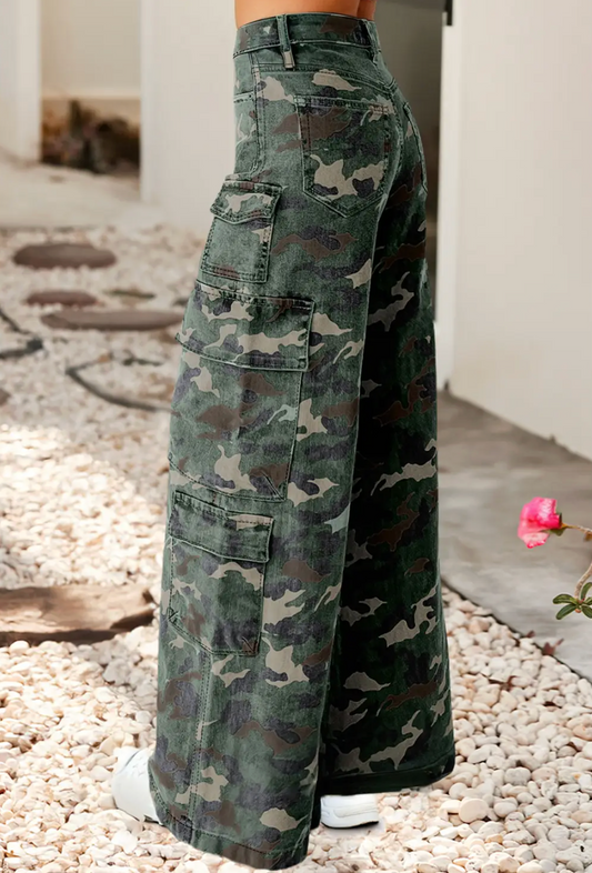 Camo Denim Cargo Pants