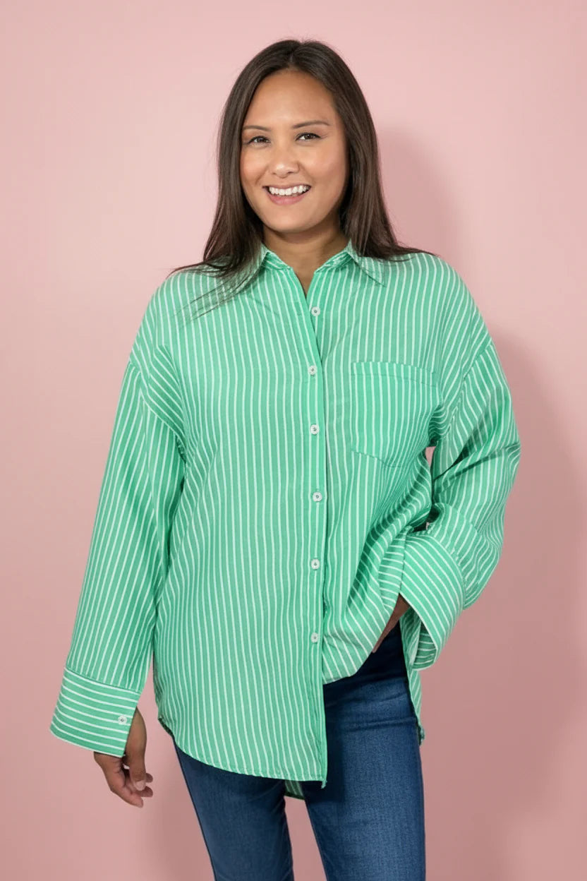Oversized Striped Long Sleeve Shirt