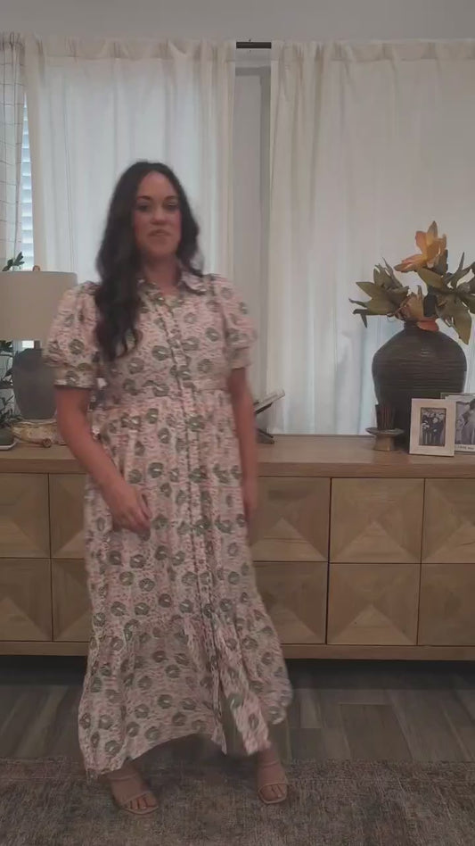 IMS Pink And Green Maxi Dress