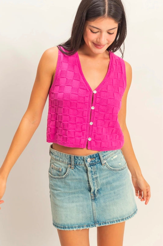 V-Neck Checkered Vest IMS