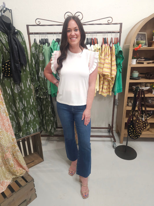 In My Season Embroidered Ruffle Top THS1348