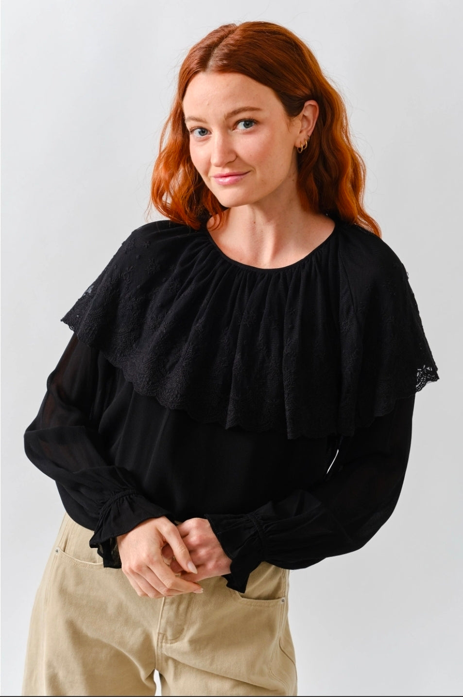 Tiered Ruffle Lace Blouse
