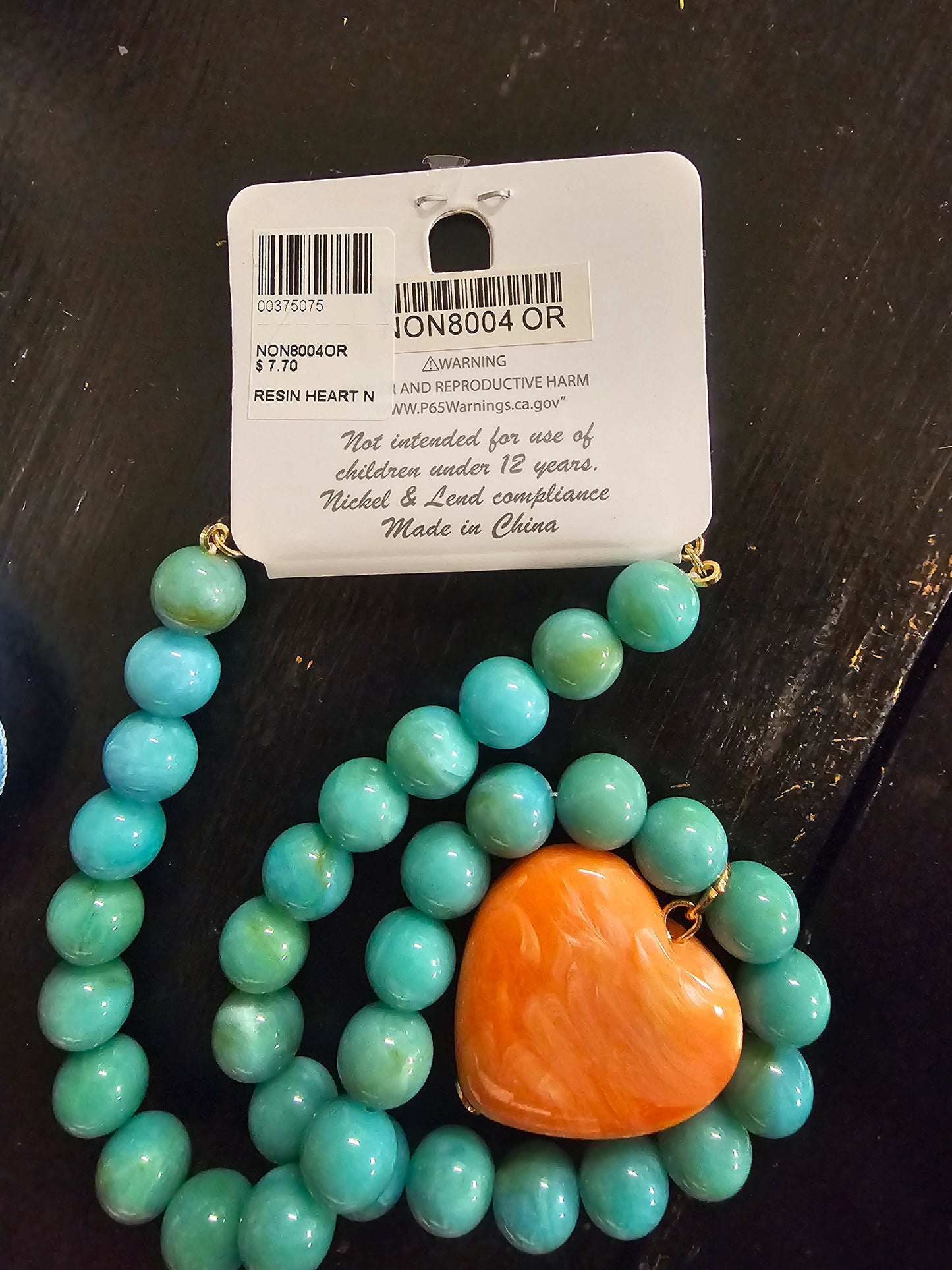 Turquoise Beaded Heart necklace IMS