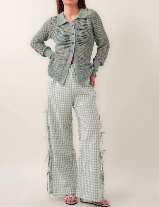 Green Gingam Tie Pant IMS