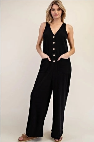 IMS Black Button Up Jumpsuit