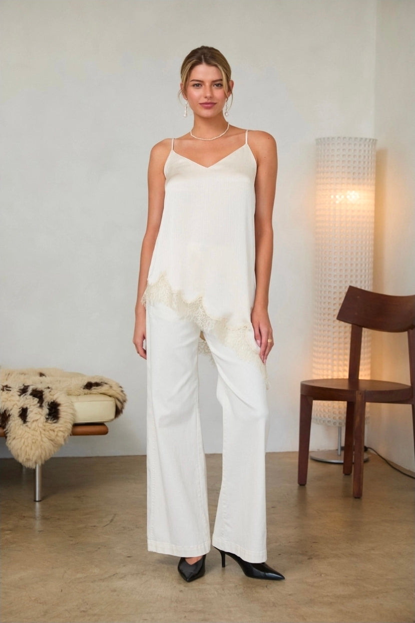 The Cream Long Lace Tank IMS
